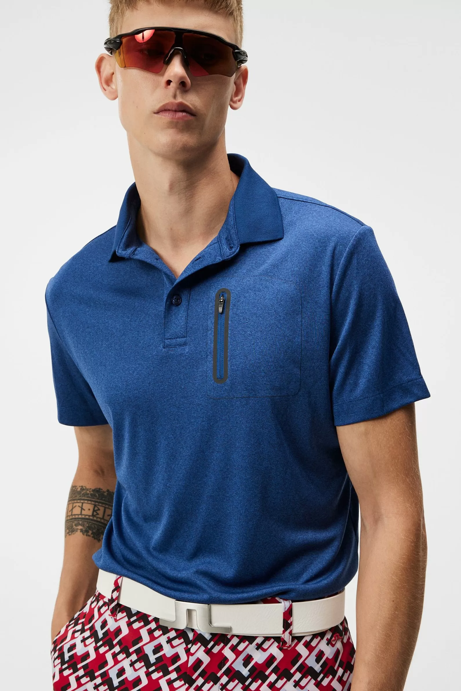 J.Lindeberg Max Regular Fit Polo Estate Blue Melange*MÄN Polotröjor