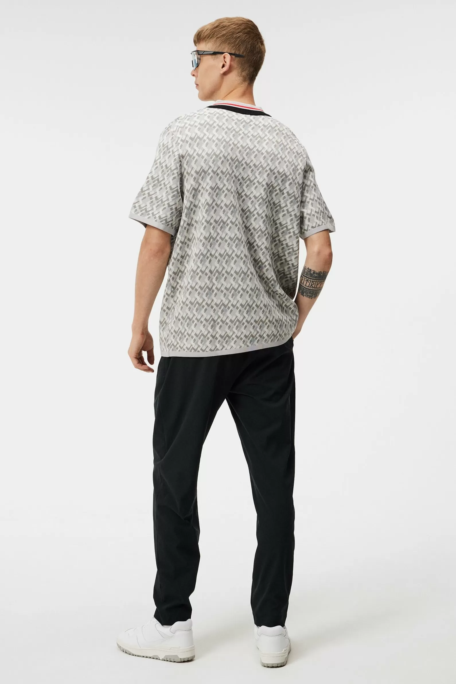 J.Lindeberg Nate Knitted Shirt Jl Micro Bridge Grey*MÄN Polotröjor