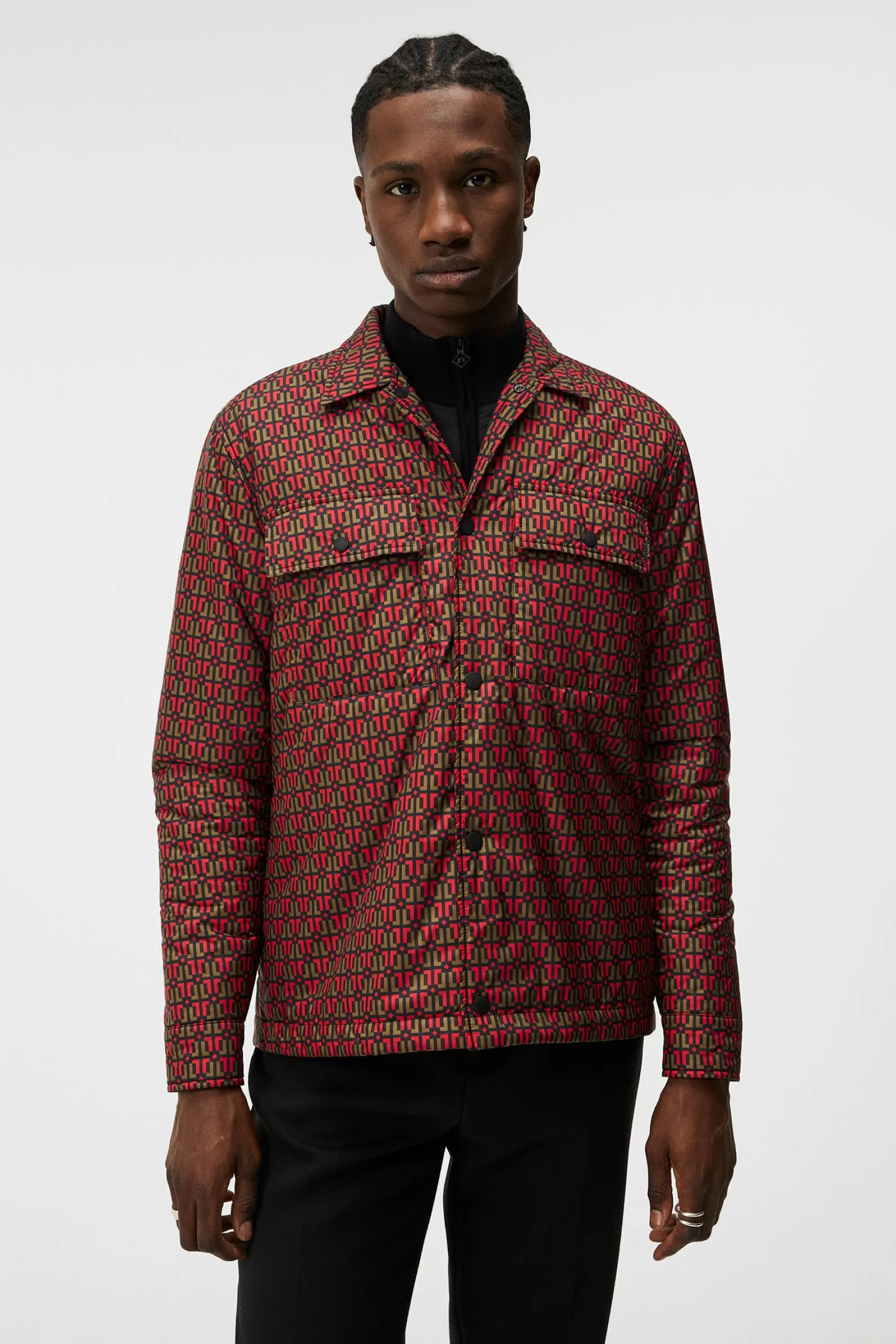 J.Lindeberg Nile Padded Print Overshirt Monk Geo Black*MÄN Jackor | Övertröjor