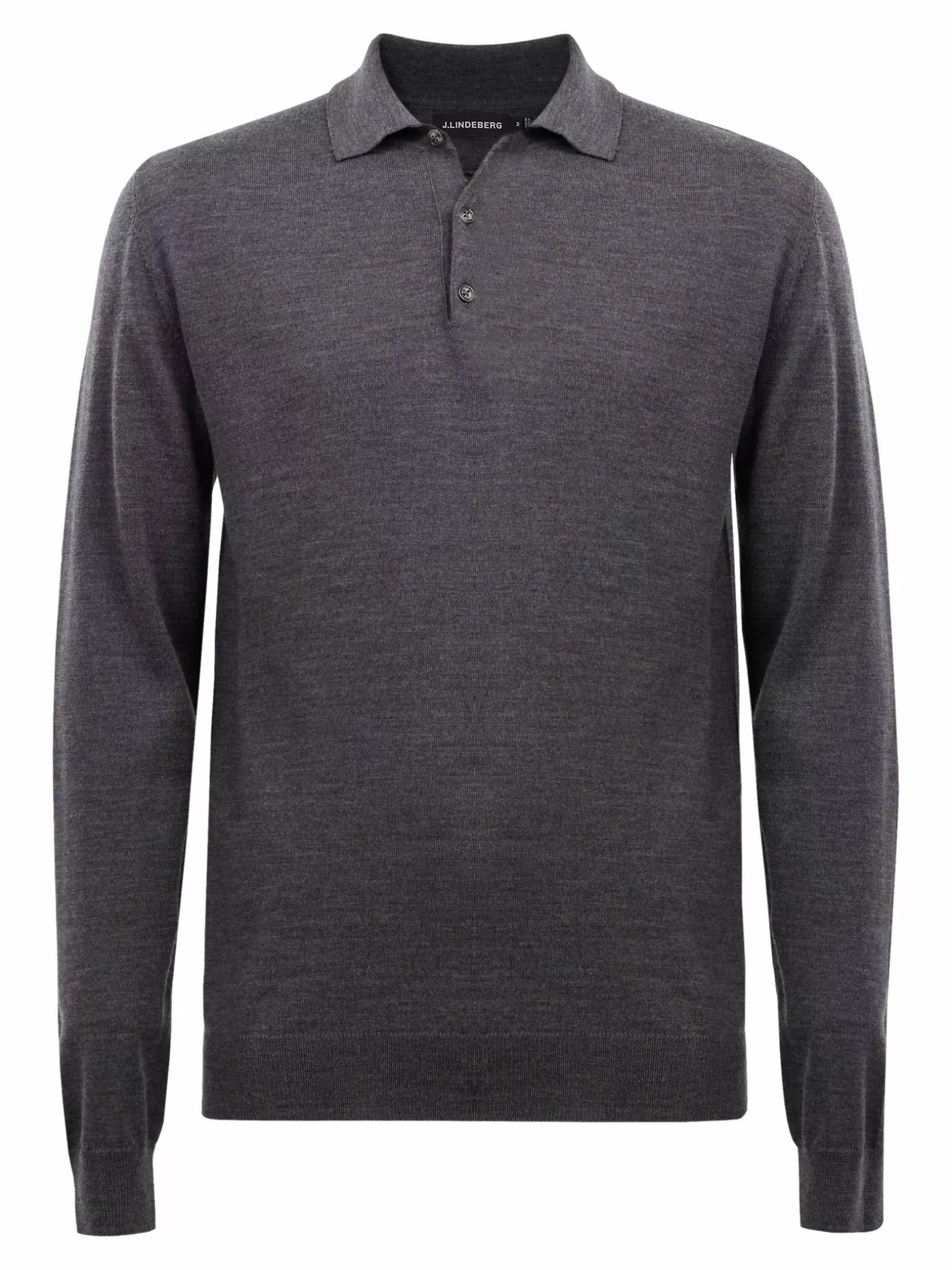 J.Lindeberg Noel Light Merino Polo Shirt Dark Grey Melange*MÄN Stickat