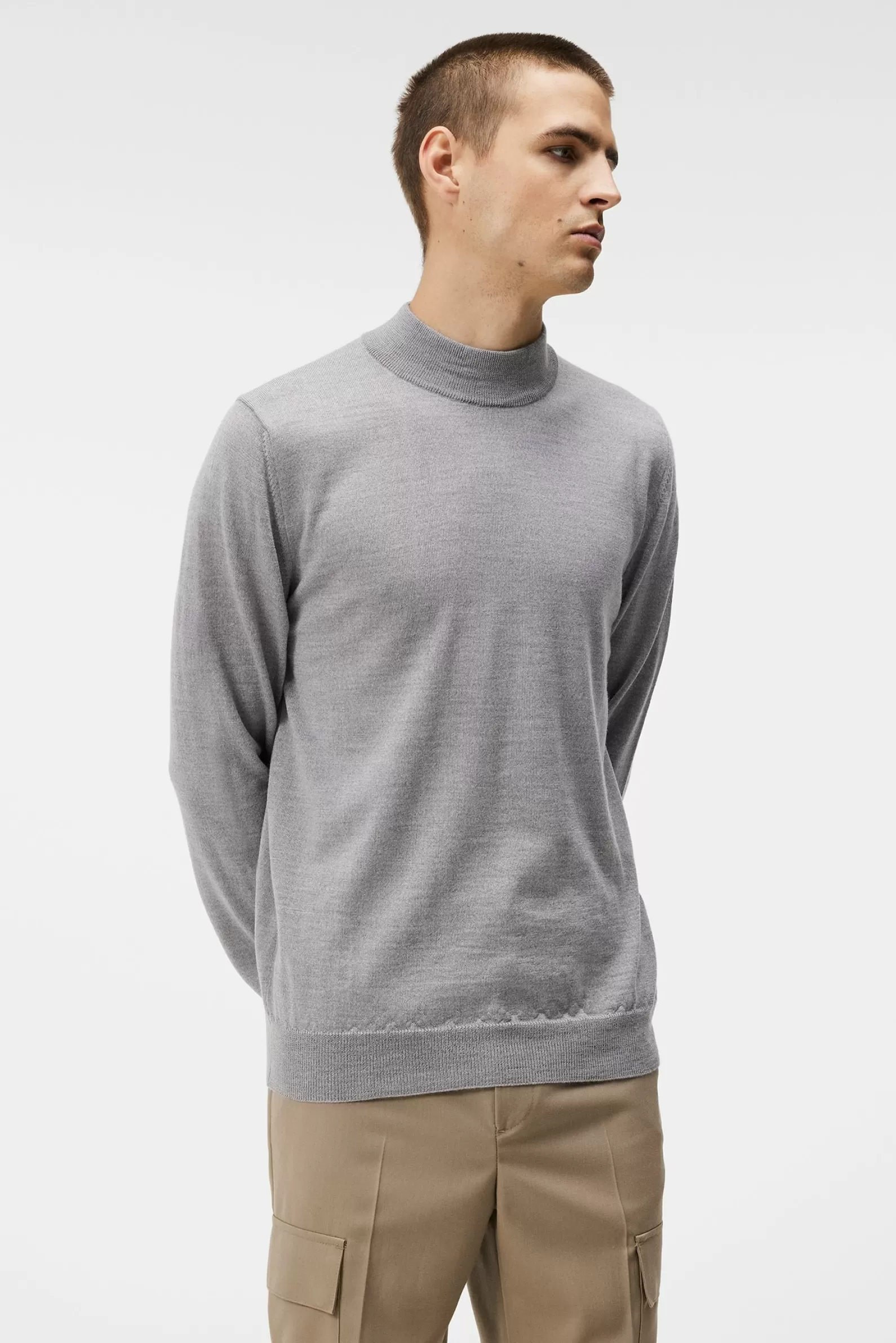 J.Lindeberg Norman Merino Turtle Neck Light Grey Melange*MÄN Stickat