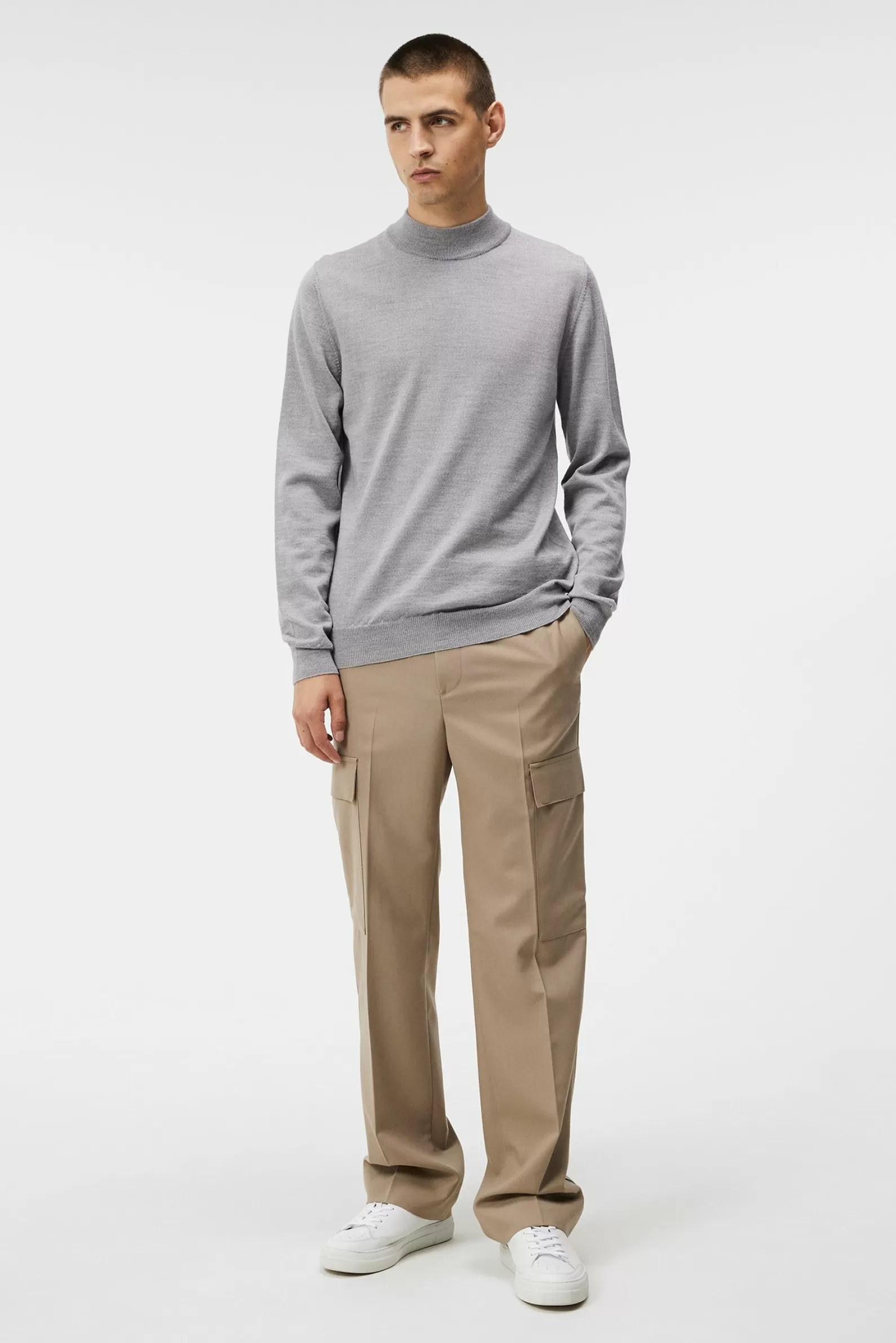 J.Lindeberg Norman Merino Turtle Neck Light Grey Melange*MÄN Stickat