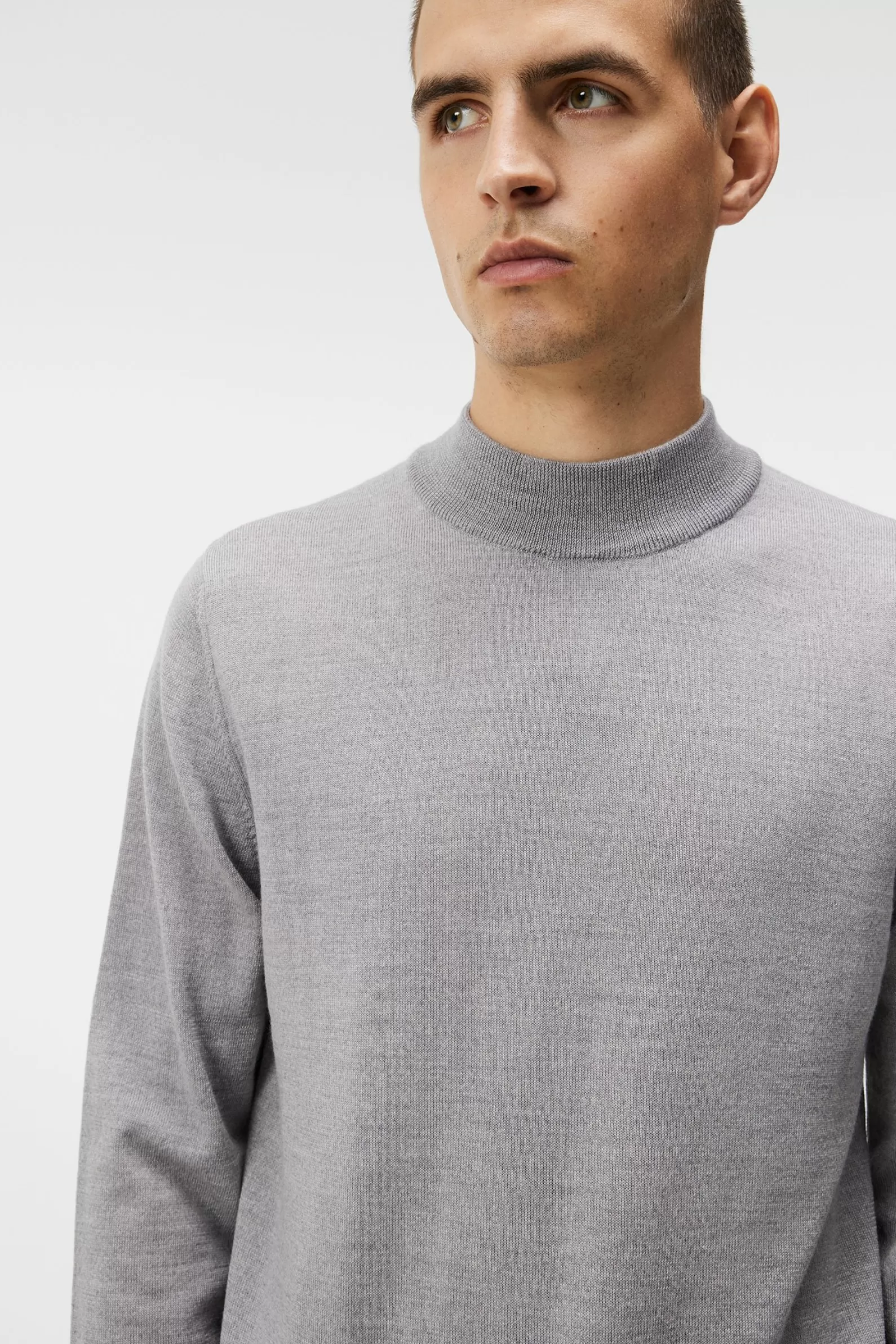 J.Lindeberg Norman Merino Turtle Neck Light Grey Melange*MÄN Stickat