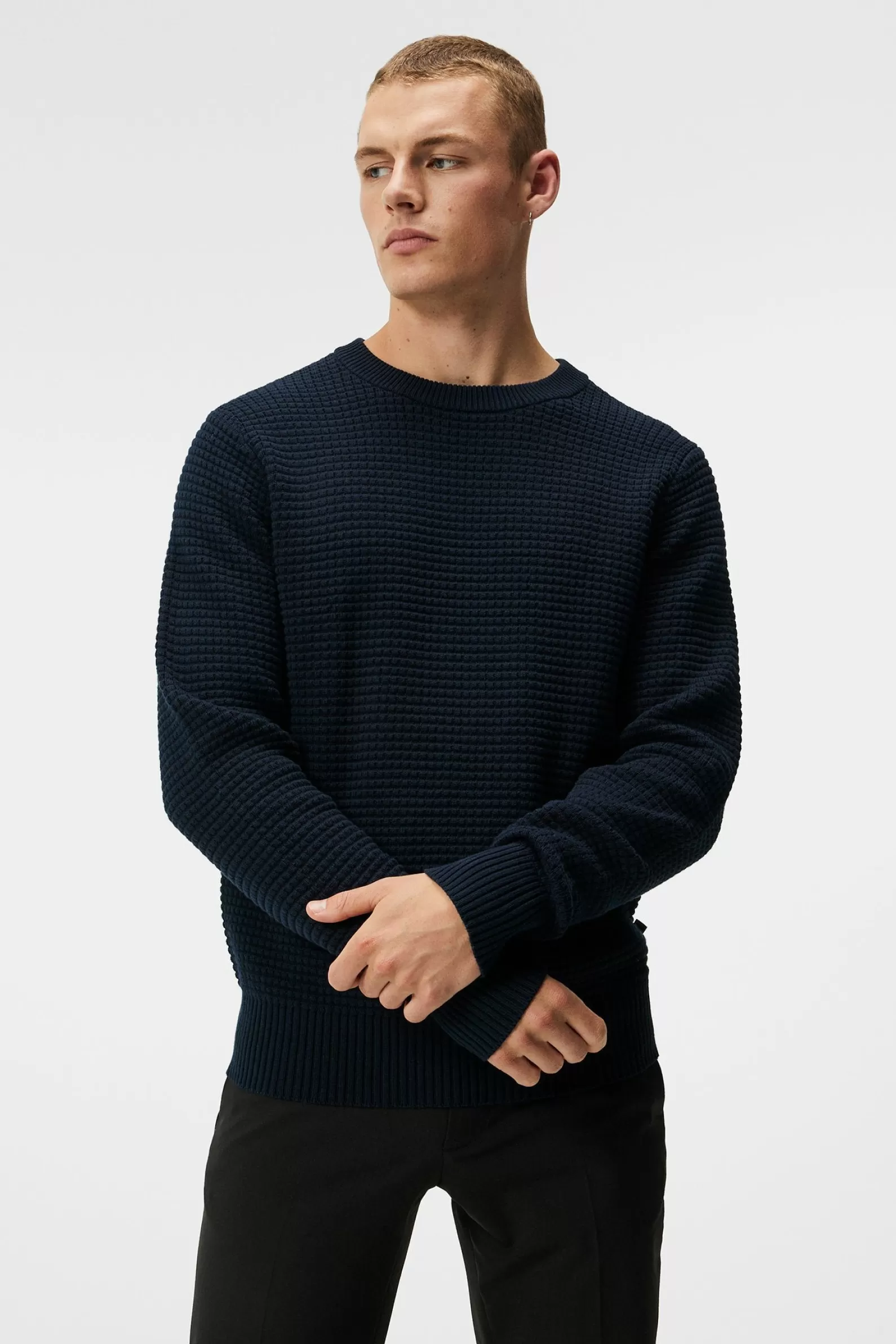 J.Lindeberg Oliver Structure Sweater Jl Navy*MÄN Stickat