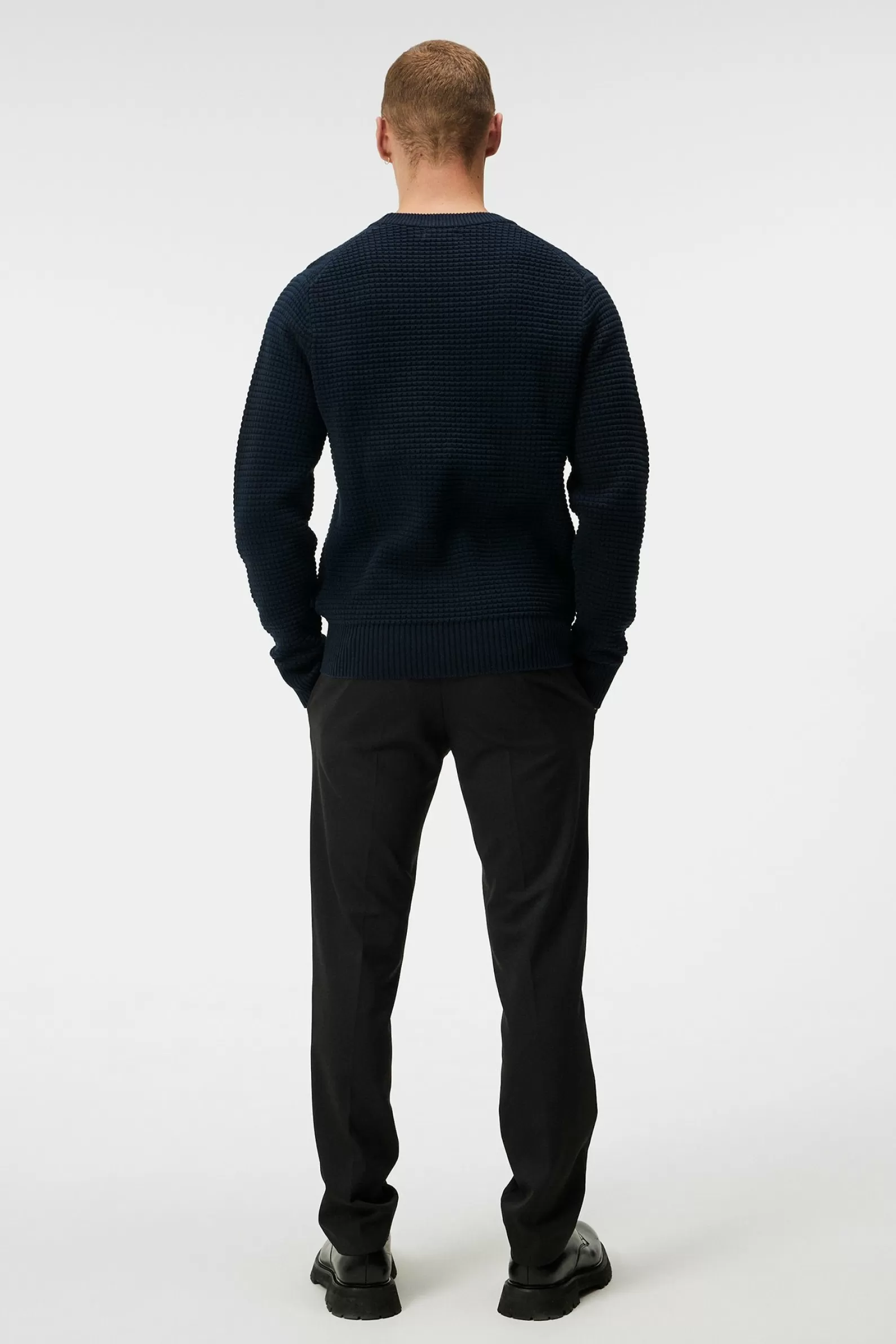 J.Lindeberg Oliver Structure Sweater Jl Navy*MÄN Stickat