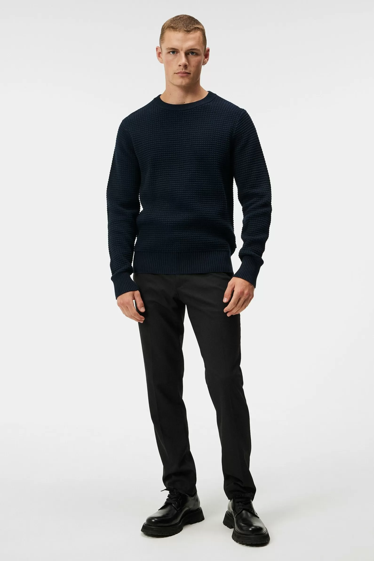 J.Lindeberg Oliver Structure Sweater Jl Navy*MÄN Stickat