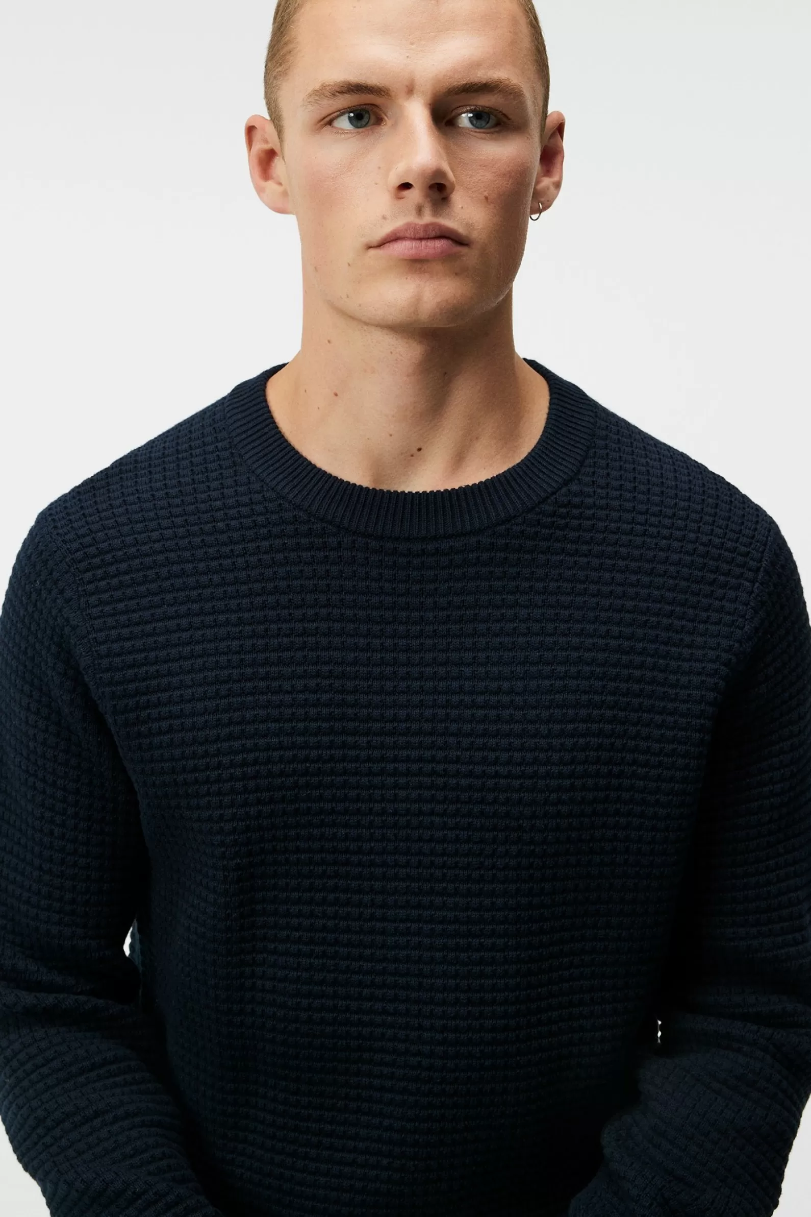 J.Lindeberg Oliver Structure Sweater Jl Navy*MÄN Stickat