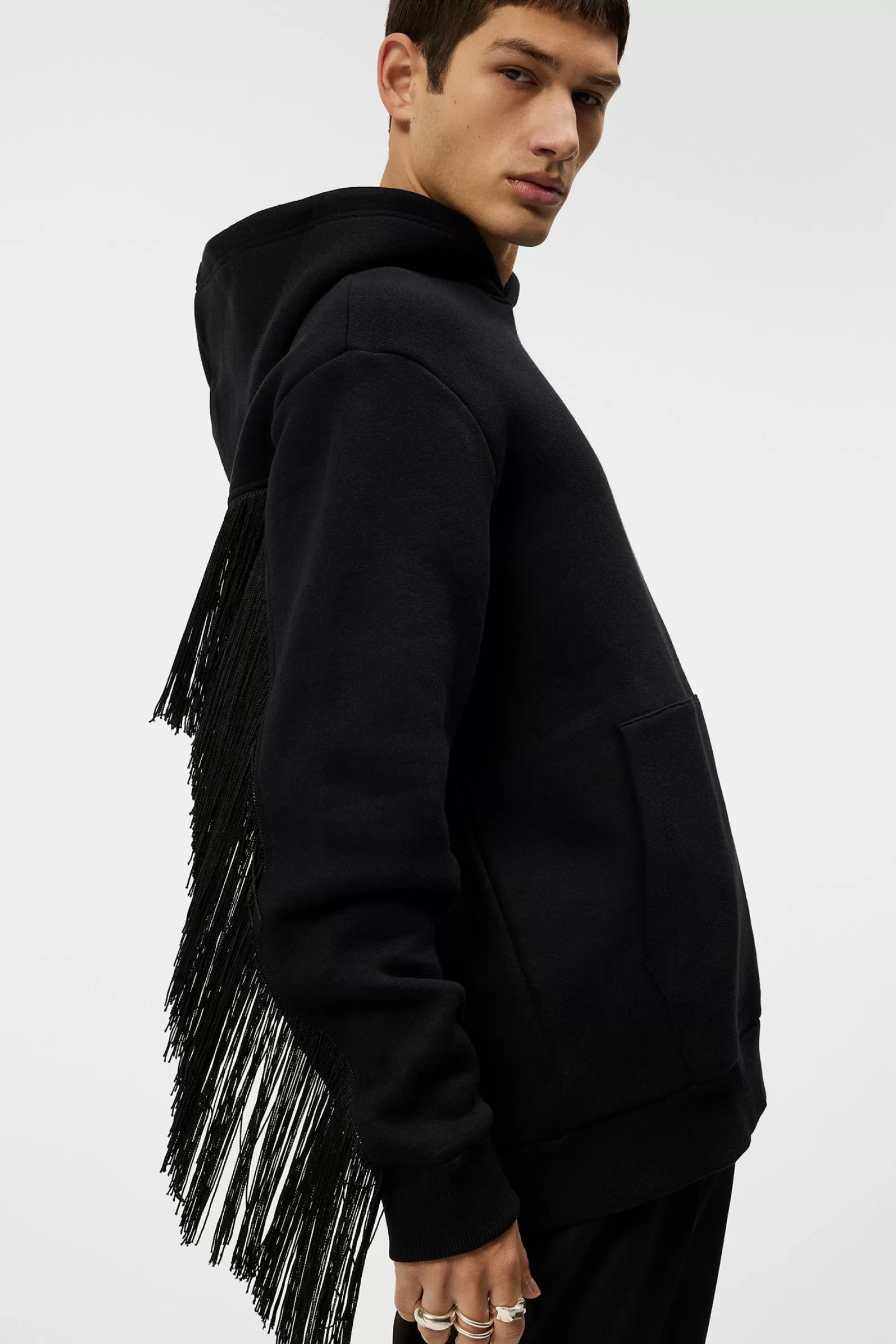 J.Lindeberg Prospector Fringed Hoodie Black*MÄN Hoodies