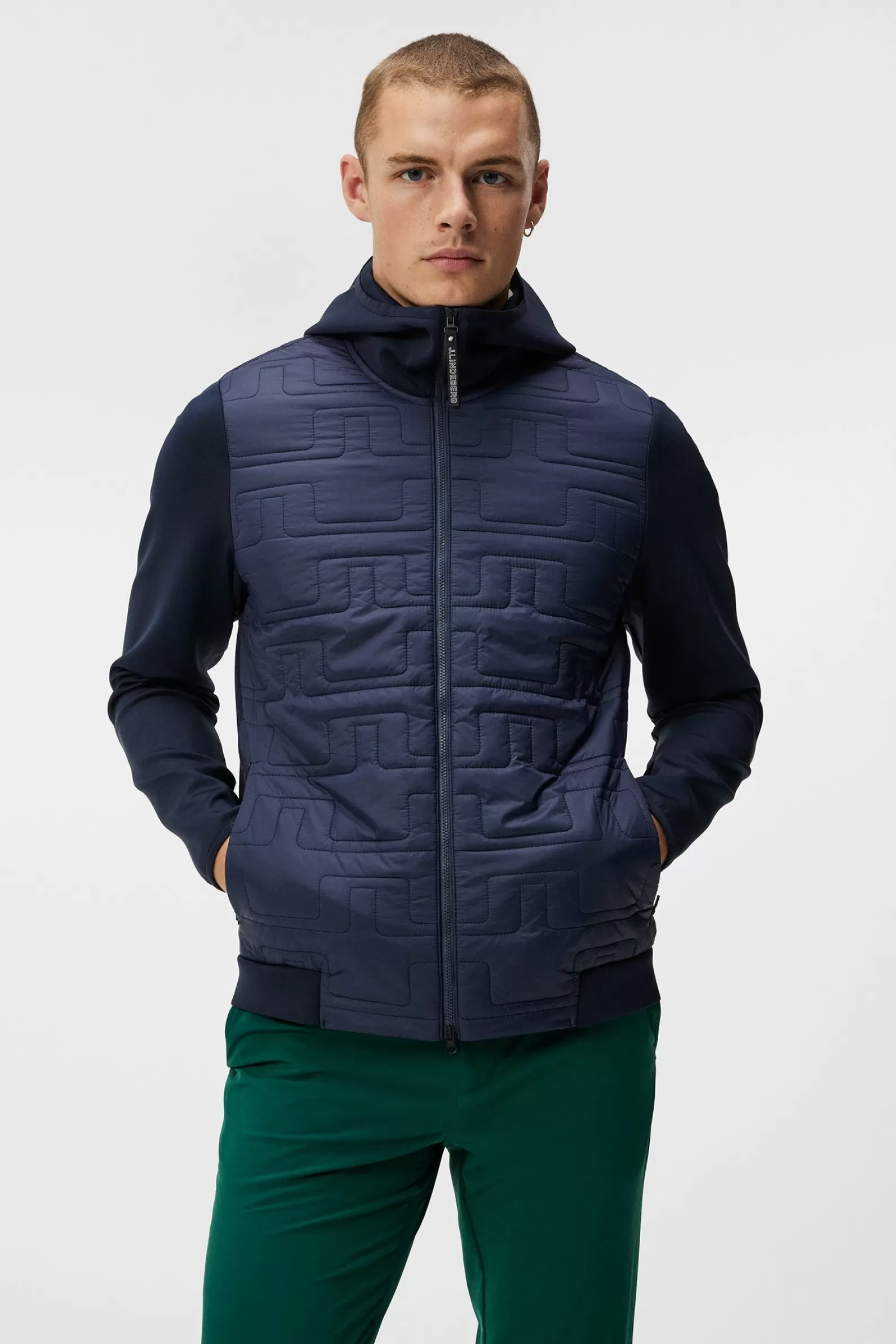 J.Lindeberg Quilt Hybrid Hood Jacket Jl Navy*MÄN Jackor