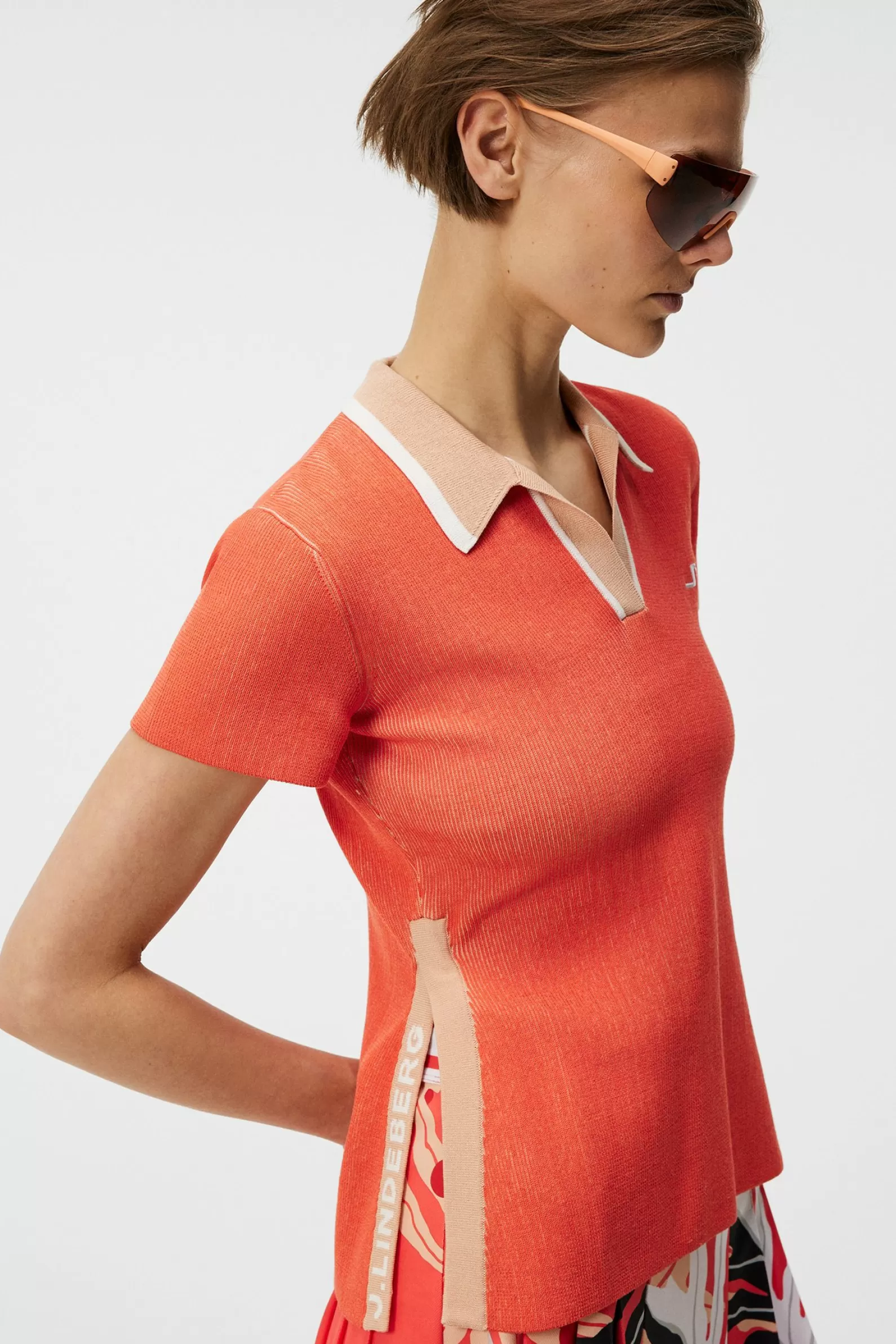 J.Lindeberg Rani Knitted Polo Hot Coral*KVINNOR Polotröjor | Stickat