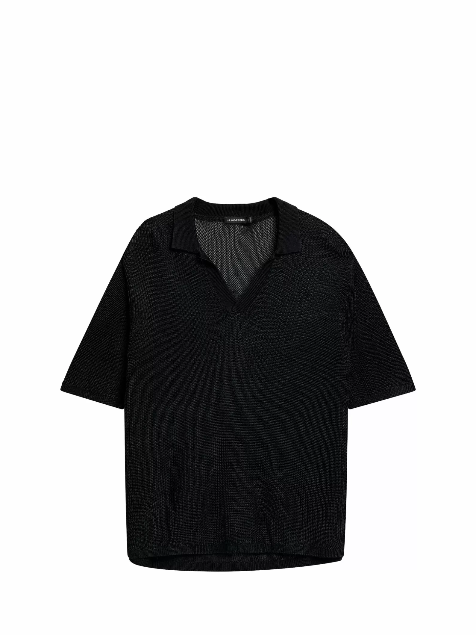 J.Lindeberg Saul Open Collar Polo Black*MÄN Stickat