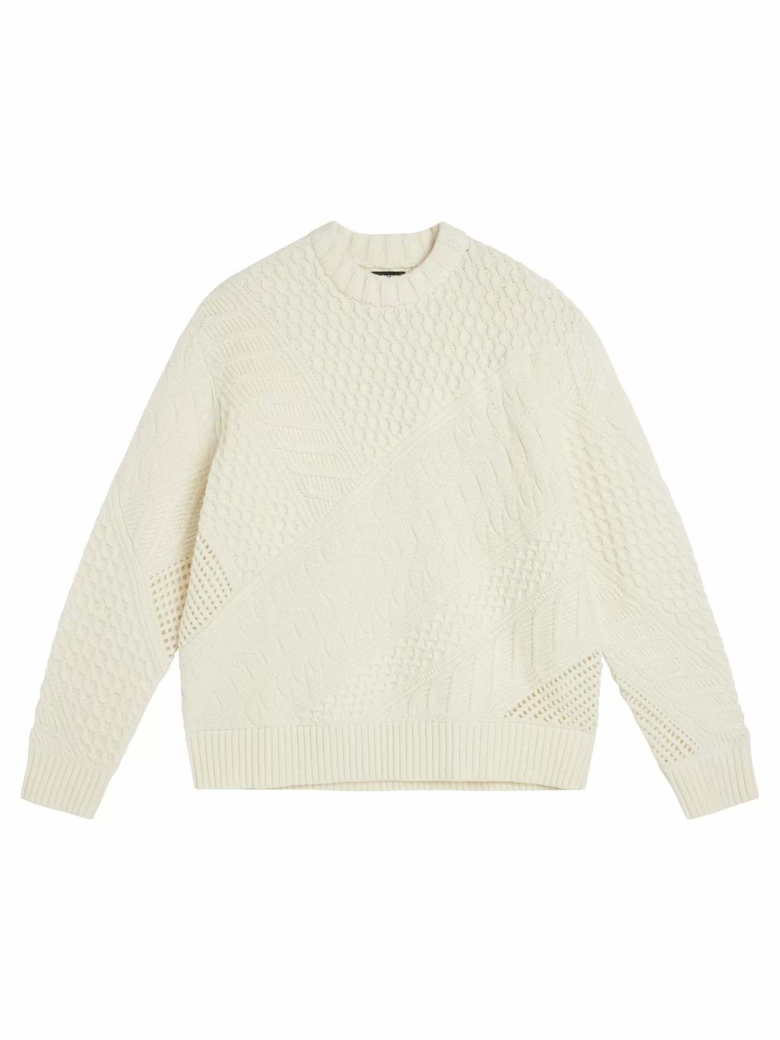 J.Lindeberg Savio Cable Knit Mock Neck Cloud White*MÄN Stickat