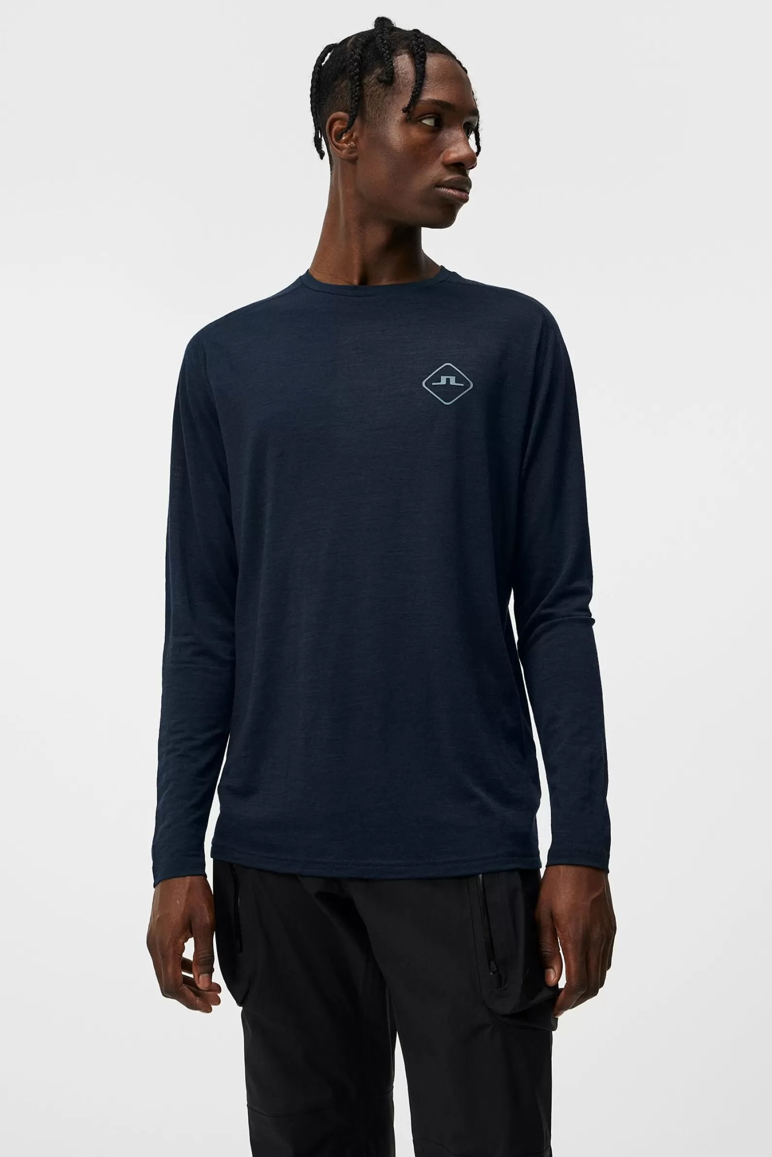 J.Lindeberg Shaun Wool Long Sleeve Tee Jl Navy*MÄN Bas- och mellanlager | T-shirts