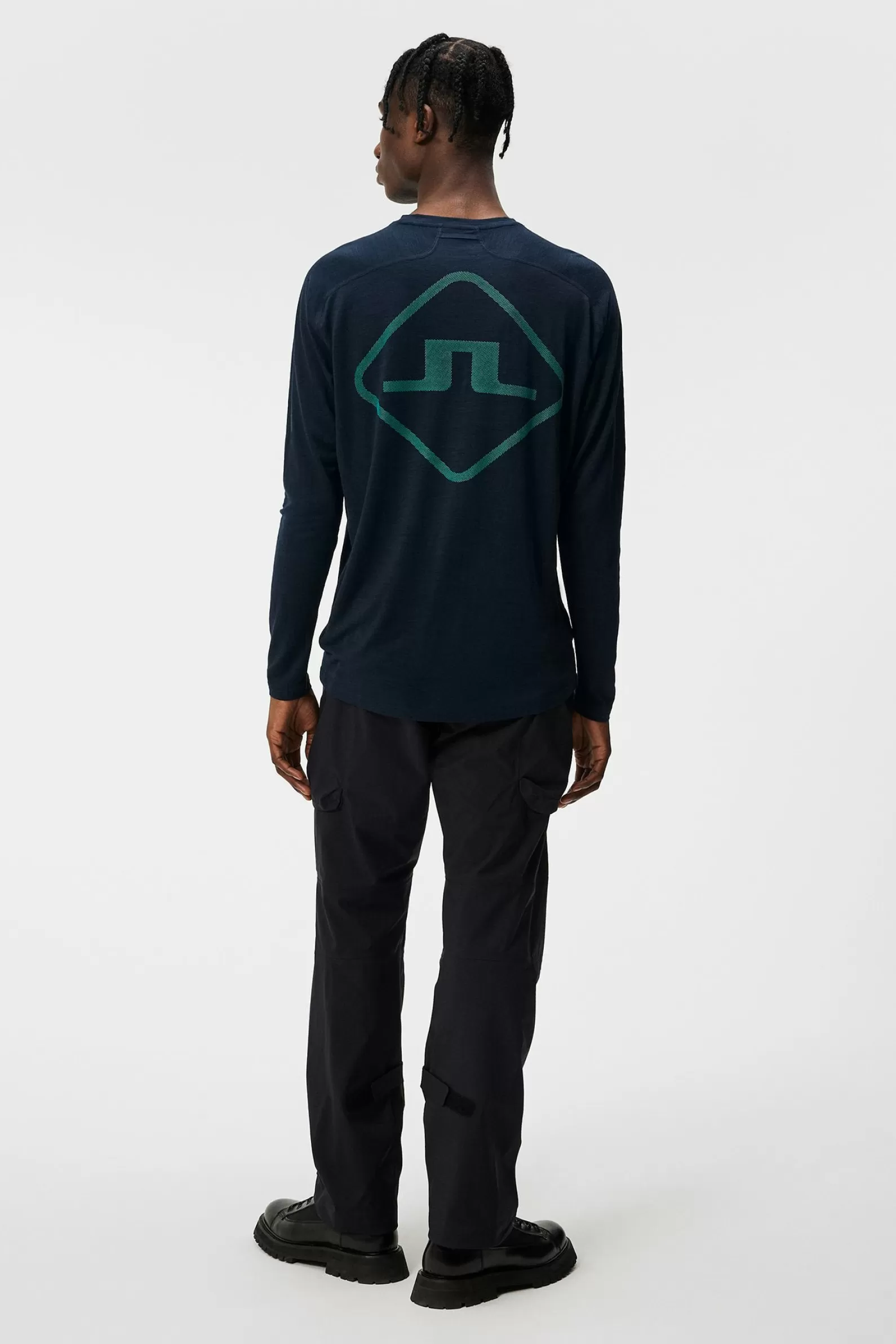 J.Lindeberg Shaun Wool Long Sleeve Tee Jl Navy*MÄN Bas- och mellanlager | T-shirts