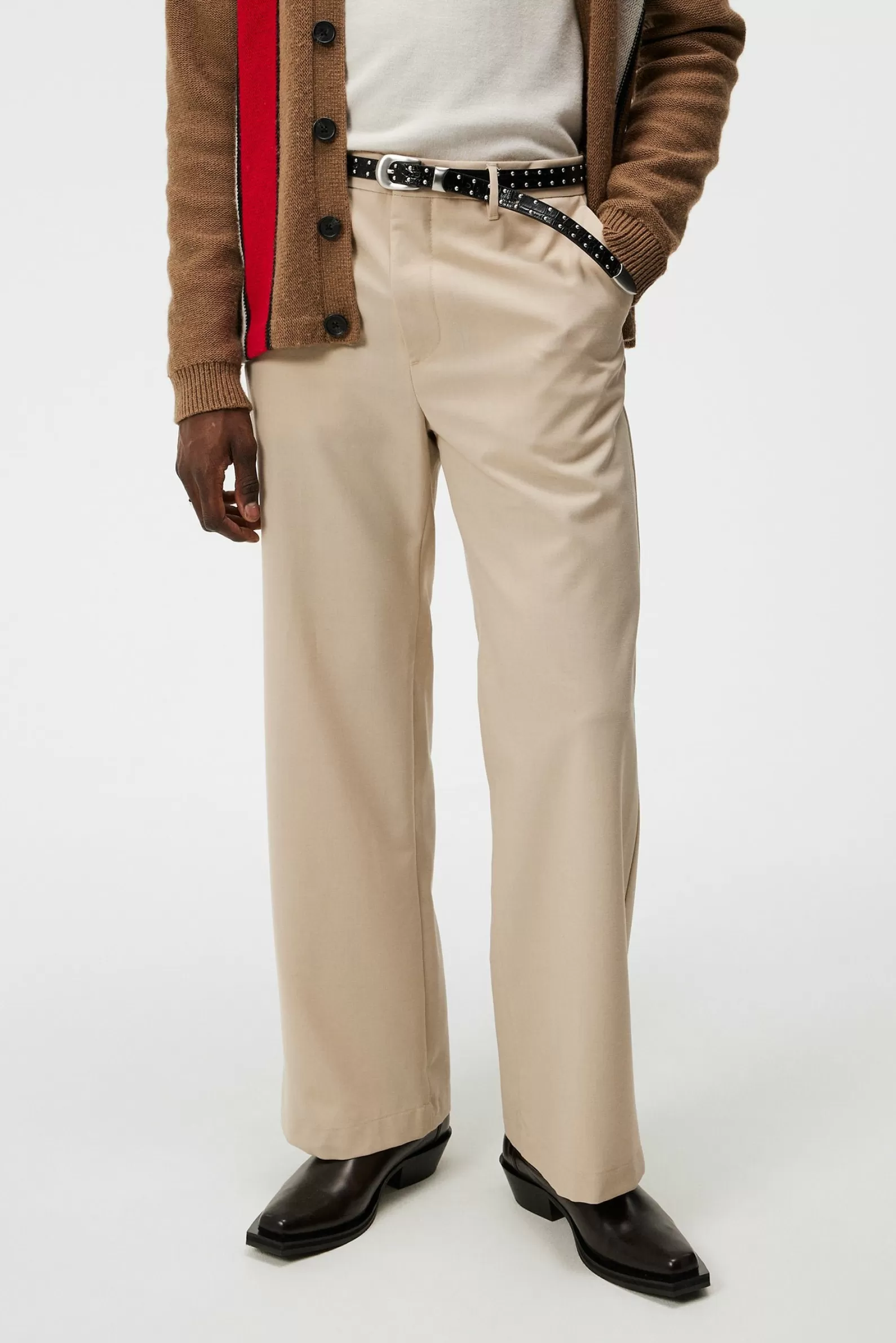 J.Lindeberg Sonny Wide Wool Pants Oyster Gray*MÄN Byxor