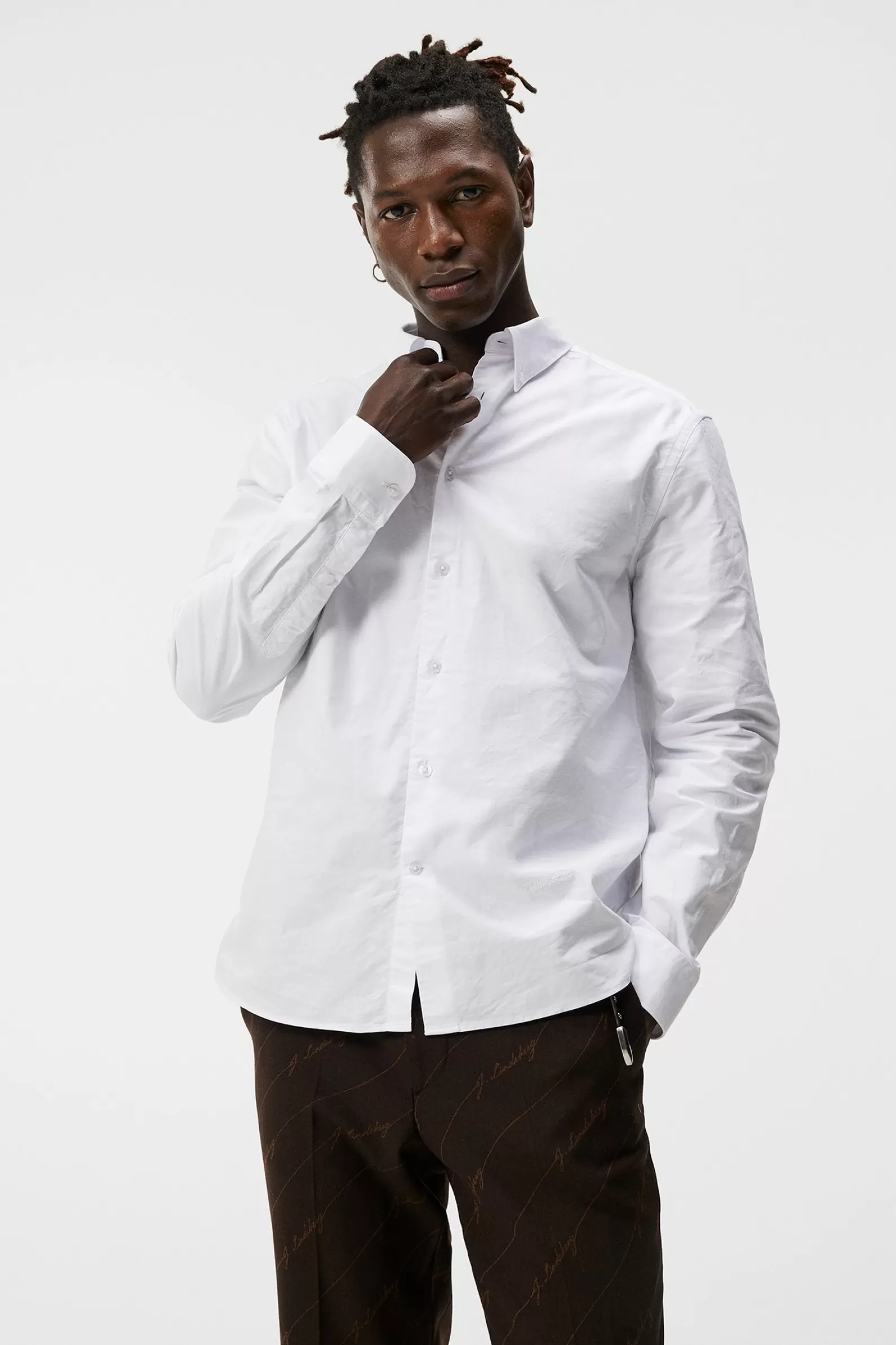 J.Lindeberg Stretch Oxford Org Slim Shirt White*MÄN Skjortor