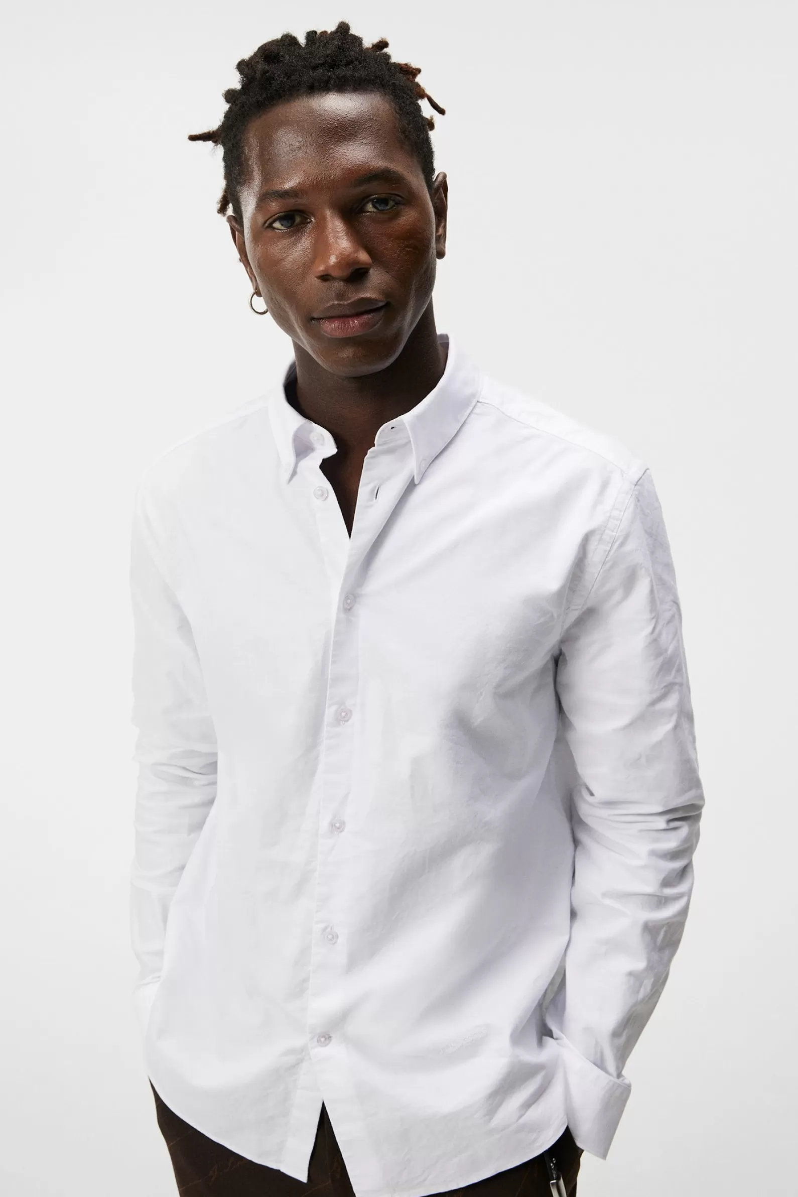 J.Lindeberg Stretch Oxford Org Slim Shirt White*MÄN Skjortor