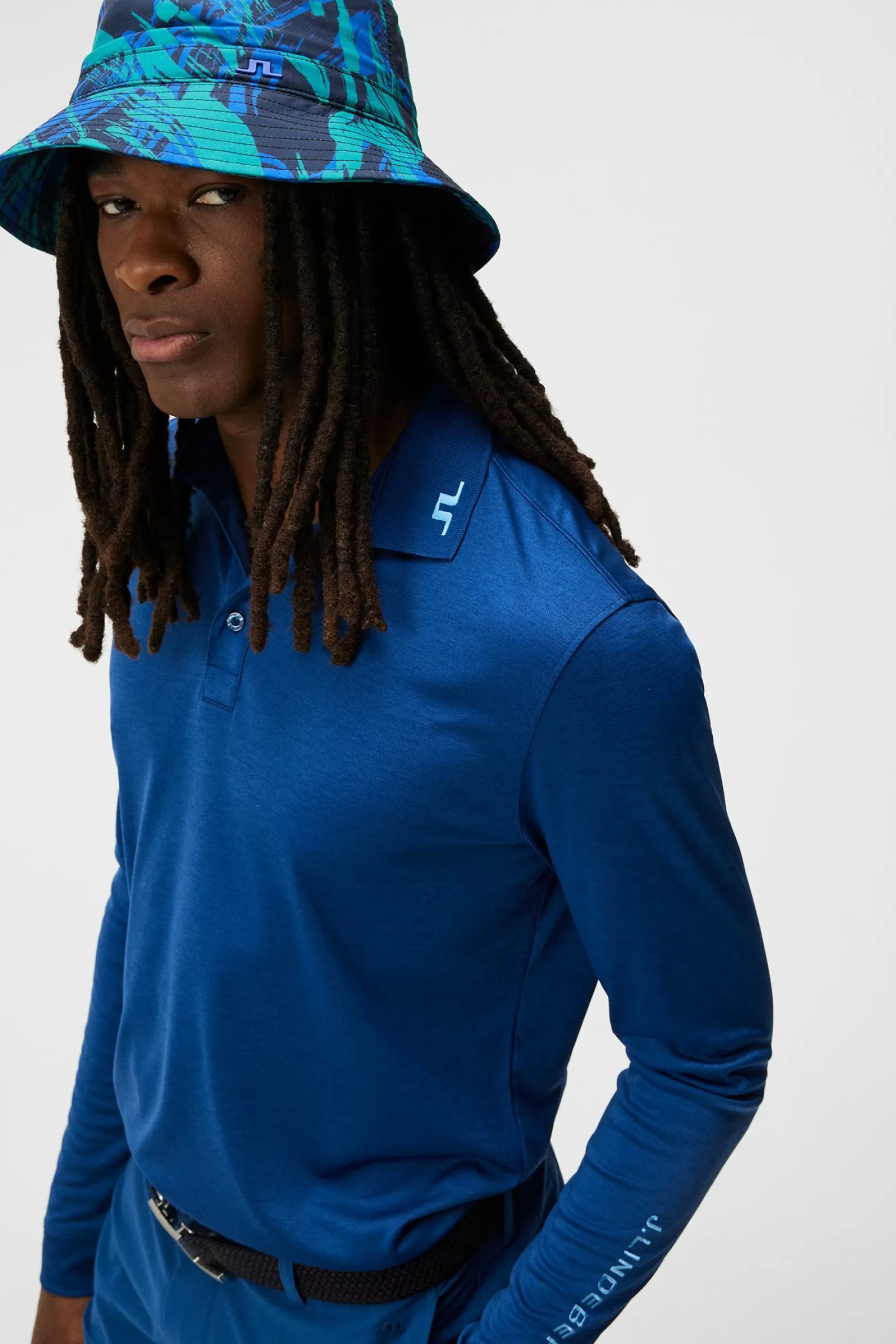 J.Lindeberg Tour Tech Long Sleeve Estate Blue Melange*MÄN Bas- och mellanlager