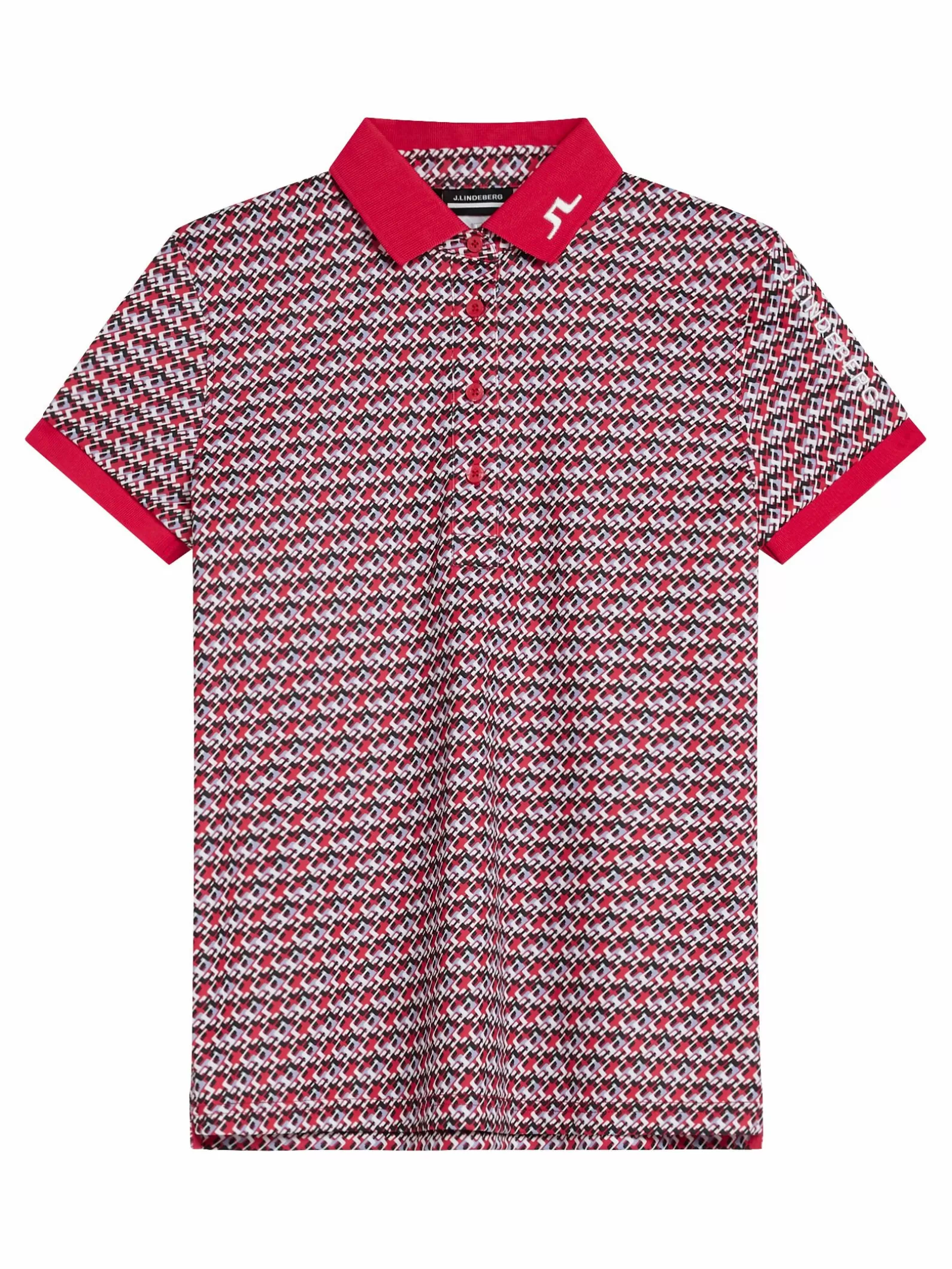 J.Lindeberg Tour Tech Print Polo Jl Micro Bridge Rose Red*KVINNOR Polotröjor