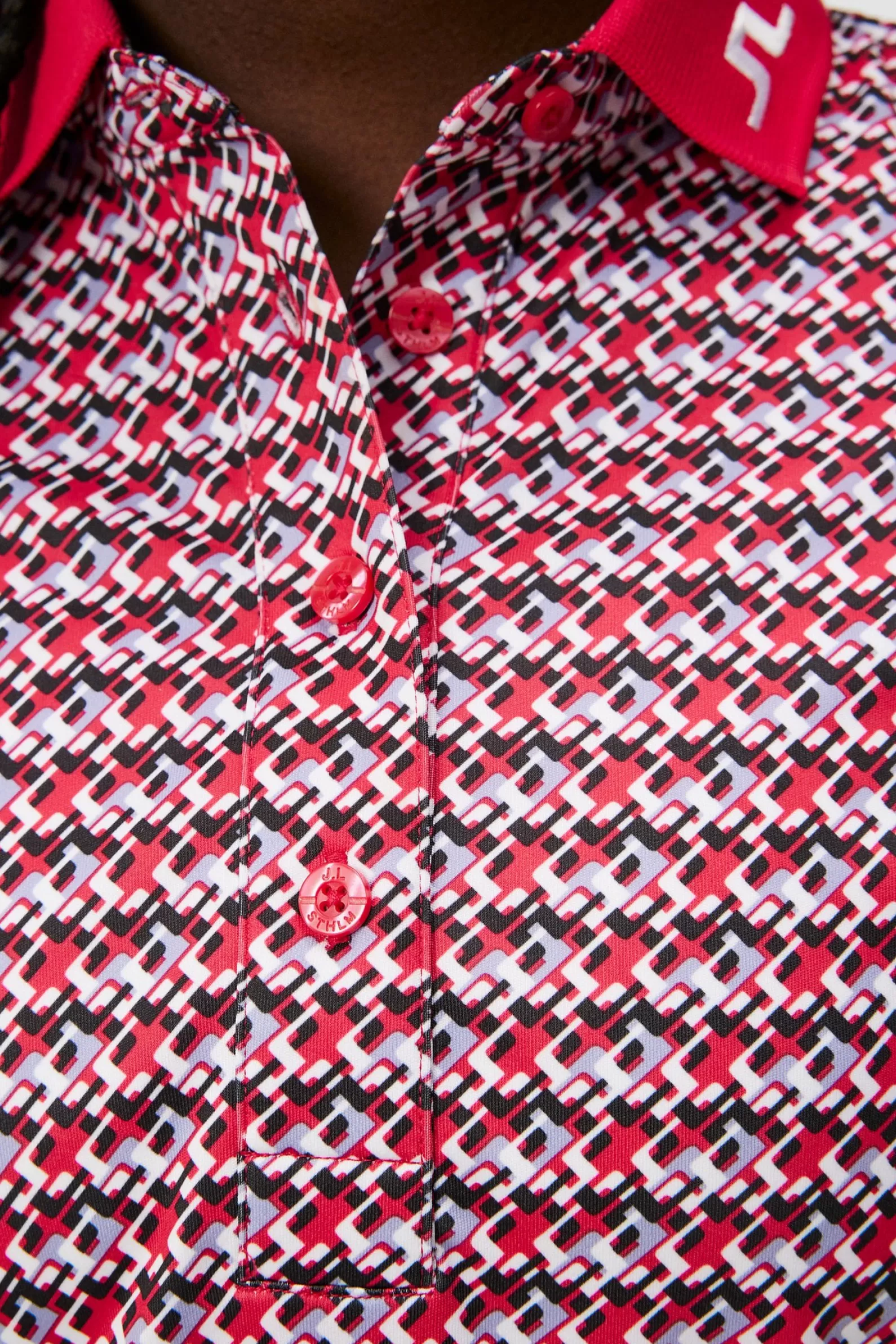 J.Lindeberg Tour Tech Print Polo Jl Micro Bridge Rose Red*KVINNOR Polotröjor