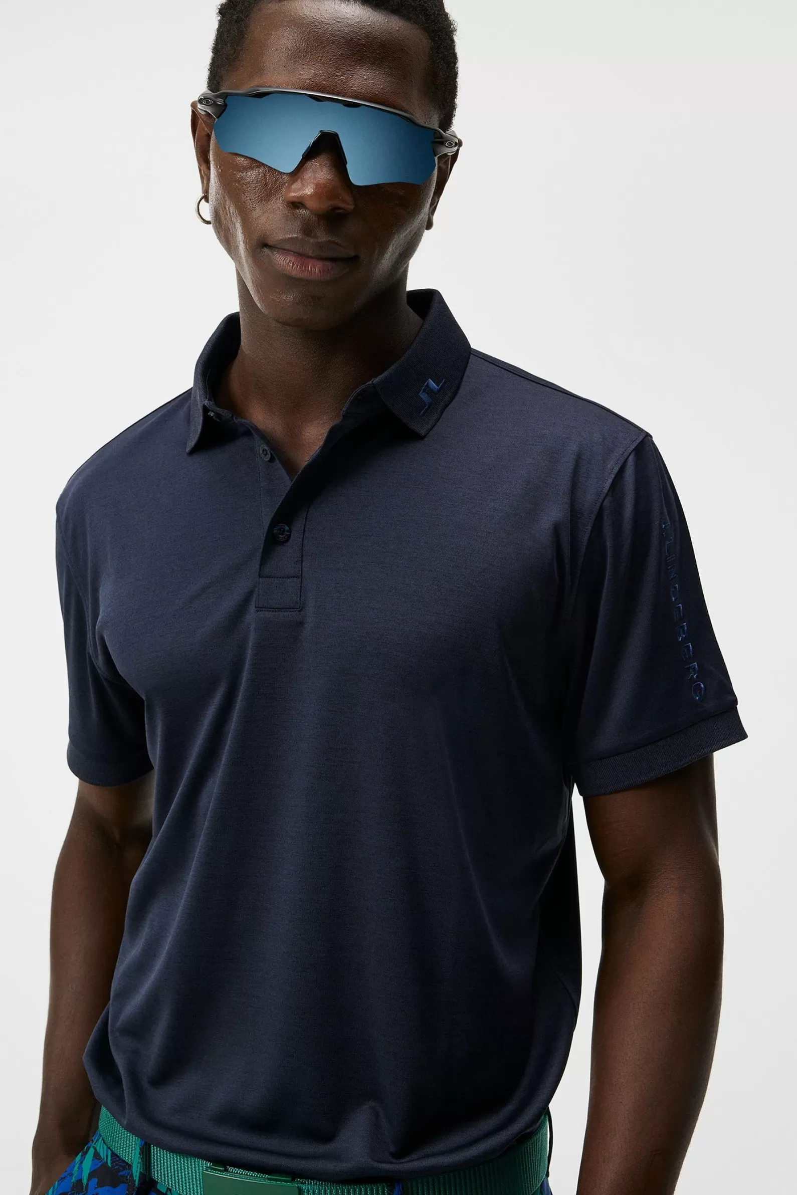 J.Lindeberg Tour Tech Reg Fit Polo Navy Melange*MÄN Polotröjor