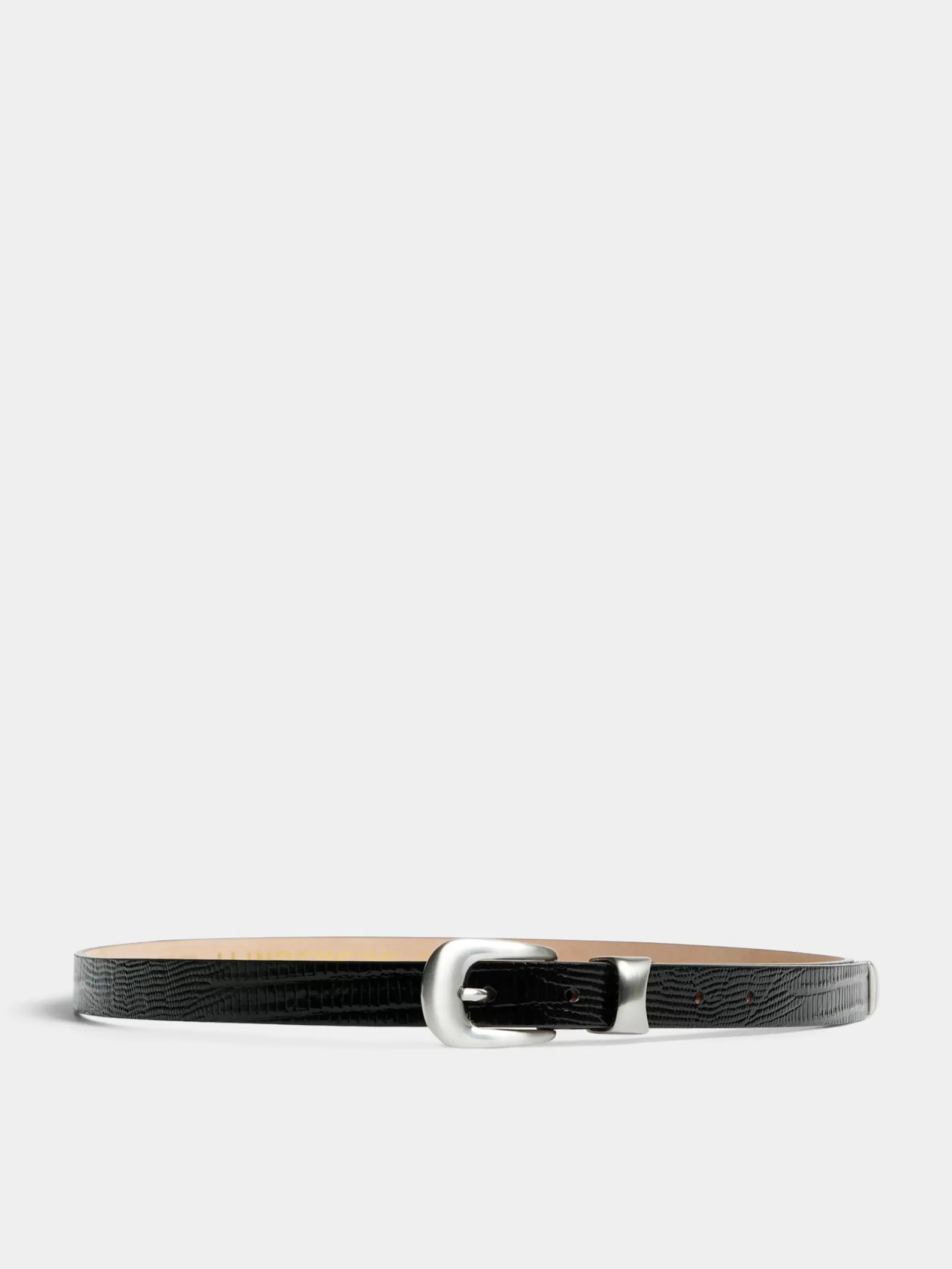 J.Lindeberg Western Leather Lizard Belt Black*MÄN Bälten