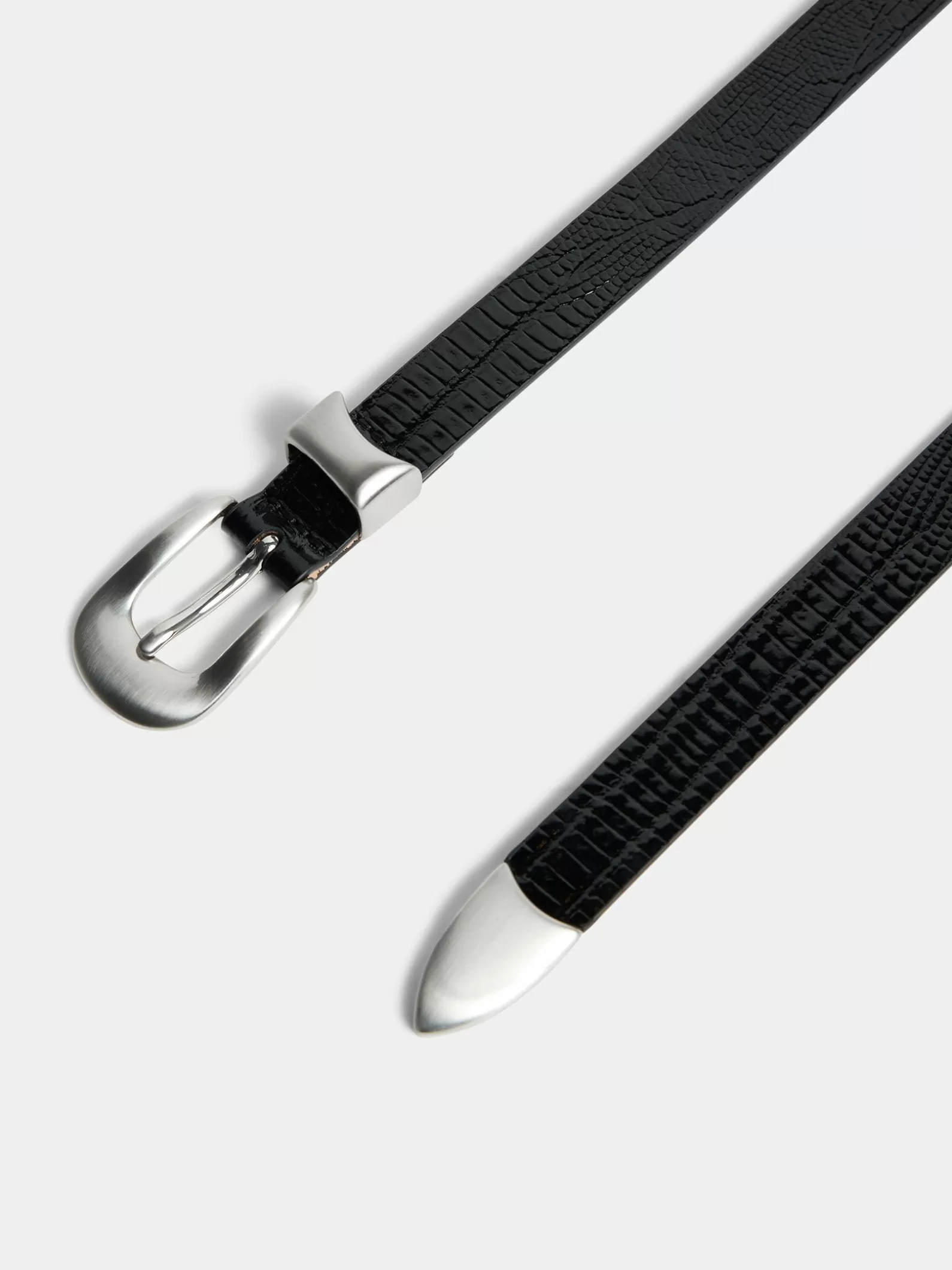 J.Lindeberg Western Leather Lizard Belt Black*MÄN Bälten